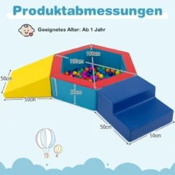 3 TLG. Schaumstoff Bausteine mit Bällebad & 100 Ozeanbällen Softbausteine Kletterblöcke