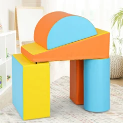 5 TLG. Schaumstoffbausteine Riesenbausteine zum Toben & Klettern Großbausteine Orange + Gelb