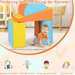5 TLG. Schaumstoffbausteine Riesenbausteine zum Toben & Klettern Großbausteine Orange + Gelb