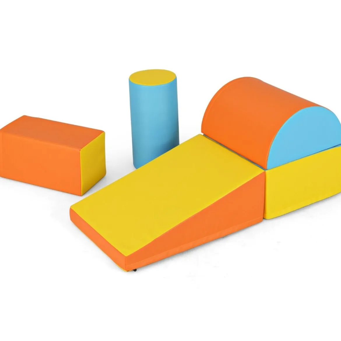 5 TLG. Schaumstoffbausteine Riesenbausteine zum Toben & Klettern Großbausteine Orange + Gelb
