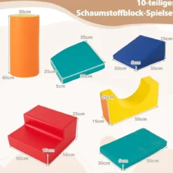 10 TLG. Schaumstoff Bausteine zum Klettern & Rutschen Weiche Softbausteine Riesenbausteine