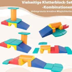 10 TLG. Schaumstoff Bausteine zum Klettern & Rutschen Weiche Softbausteine Riesenbausteine