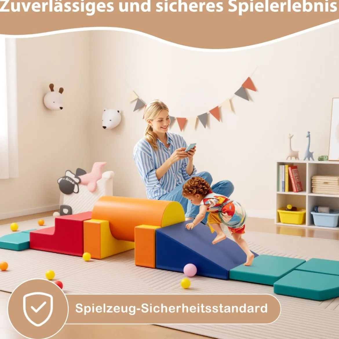 10 TLG. Schaumstoff Bausteine zum Klettern & Rutschen Weiche Softbausteine Riesenbausteine