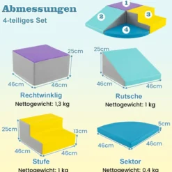 4 TLG. Schaumstoffbausteine zum Toben & Klettern Riesenbausteine Großbausteine