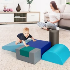 6 tlg.Softbausteine Kinder Großbausteine Riesenbausteine Schaumstoffbausteine Blau
