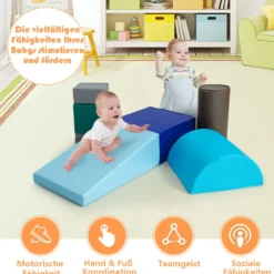 6 tlg.Softbausteine Kinder Großbausteine Riesenbausteine Schaumstoffbausteine Blau