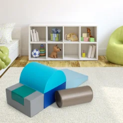 6 tlg.Softbausteine Kinder Großbausteine Riesenbausteine Schaumstoffbausteine Blau