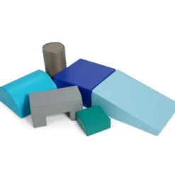 6 tlg.Softbausteine Kinder Großbausteine Riesenbausteine Schaumstoffbausteine Blau