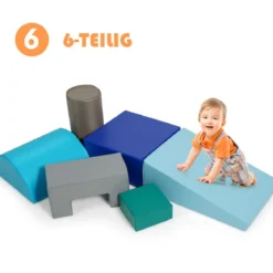 6 tlg.Softbausteine Kinder Großbausteine Riesenbausteine Schaumstoffbausteine Blau