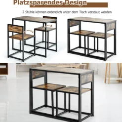 3 tlg. Tischgruppe Essgruppe Bartisch-Set Küchentisch Esstisch Tisch + 2 Stühle Antik