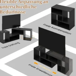 2 tlg. TV-Schrank Freie Kombination Fernsehtisch für Fernseher bis zu 60 Zoll Fernsehschrank