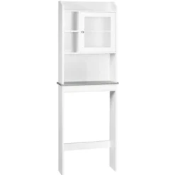 Toilettenregal Badezimmer-Platzsparer mit verstellbaren Ebenen 59 x 19 x 173 cm Weiß