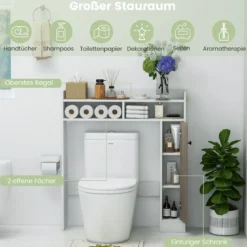 Toilettenschrank Bad Überbauschrank mit Verstellbaren Regalböden Weiß