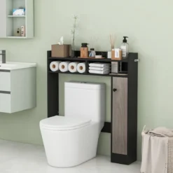 Toilettenschrank Bad Überbauschrank mit Verstellbaren Regalböden Toilettenständer