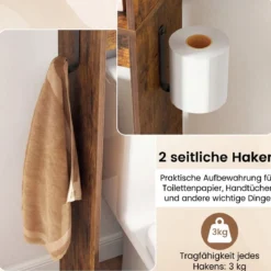 Toilettenschrank Badezimmer-Organizer im Bauernhausstil mit Schiebetür im Scheunentor-Design Braun