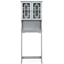 Toilettenschrank freistehend Badezimmerregal Waschmaschinenschrank Toilettenregal mit 3 Regalen Grau