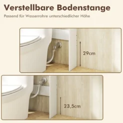 Toilettenschrank mit Doppeltüren & Toilettenpapierhalter & Verstellbarem Fach Weiß