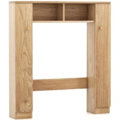 Toilettenschrank mit 2 Offenen Fächern & 4 Verstellbaren Regalen Bad Überbauschrank Natur