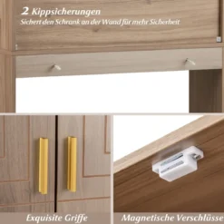 Toilettenschrank mit 2-Türschrank & 6 Offenen Fächern & Taschentuchbox Überbauschrank Grau
