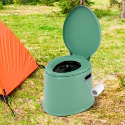 Tragbare Campingtoilette mit Abnehmbarem Eimereinsatz Reisetoilette bis 200 kg Belastbar Grün