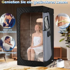 Tragbare Dampfsauna-Box mit Klappbarer Stuhl & Matte Persönliches Heim-Spa Schwarz