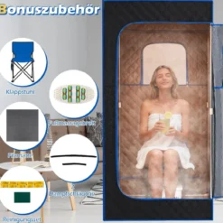 Tragbare Dampfsauna-Box mit Klappbarer Stuhl & Matte Persönliches Heim-Spa Blau
