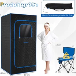 Tragbare Dampfsauna-Box mit Klappbarer Stuhl & Matte Persönliches Heim-Spa Blau