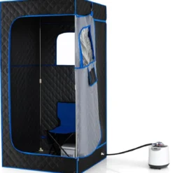 Tragbare Dampfsauna-Box mit Klappbarer Stuhl & Matte Persönliches Heim-Spa Blau