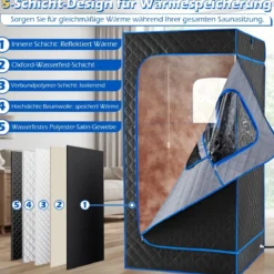 Tragbare Dampfsauna-Box mit Klappbarer Stuhl & Matte Persönliches Heim-Spa Blau