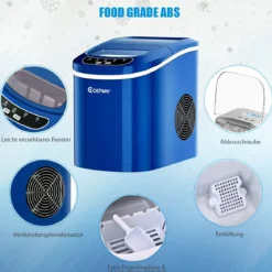 Tragbare Eismaschine mit 2,2 L Wassertank Eismaschine 24 x 33 x 36 cm Blau
