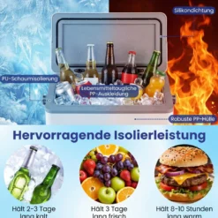 Tragbare Hartschalen-Kühlbox 12 L isolierte Kühlbox mit Komfortgriff auslaufsichere Kühltruhe Weiß