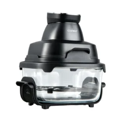 Tragbare 6-in-1 Heißluftfritteuse Heißluftfrittieren und Backen 4 L & 1,7 L Glasbehälter 1500 W Blau/Schwarz