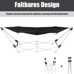Tragbare & klappbare Hängematte abnehmbare klappbare Hängematte 240 x 80 x 73 cm Schwarz