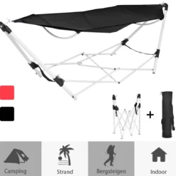 Tragbare & klappbare Hängematte abnehmbare klappbare Hängematte 240 x 80 x 73 cm Schwarz