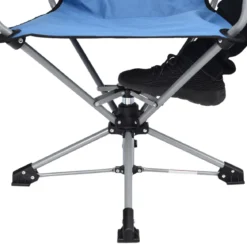 Tragbarer Drehstuhl Camping Zusammenklappbarer Drehstuhl mit Armlehnen und Anti-Rutsch Fußpolster Blau