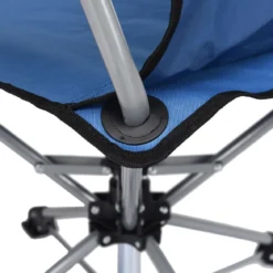 Tragbarer Drehstuhl Camping Zusammenklappbarer Drehstuhl mit Armlehnen und Anti-Rutsch Fußpolster Blau