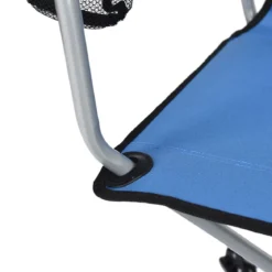 Tragbarer Drehstuhl Camping Zusammenklappbarer Drehstuhl mit Armlehnen und Anti-Rutsch Fußpolster Blau