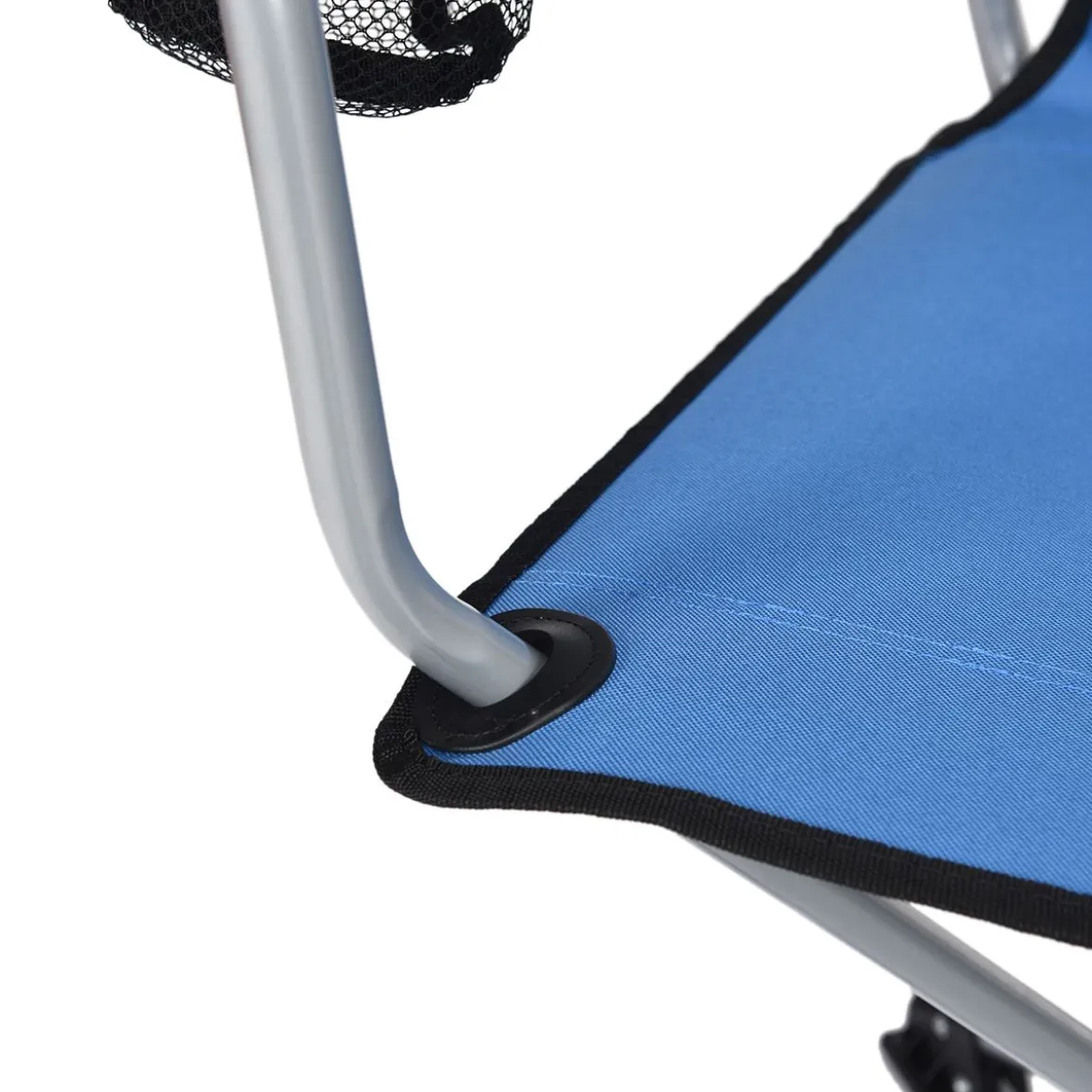 Tragbarer Drehstuhl Camping Zusammenklappbarer Drehstuhl mit Armlehnen und Anti-Rutsch Fußpolster Blau