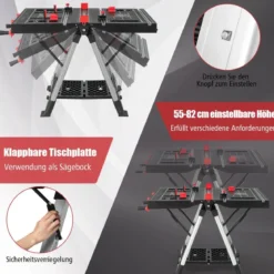 Tragbarer klappbarer Arbeitstisch mit einstellbarer Höhe funktionalen Klemmsystem