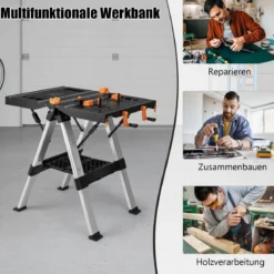 Tragbarer klappbarer Arbeitstisch Sägebock bis 454kg Werktisch bis 200kg für Werkstatt Garage Heim- und Handwerker