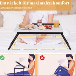 Tragbarer Laptoptisch Klappbarer Computerständer für Sofa & Bett Multifunktionaler Laptoptisch Weiß