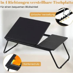 Tragbarer Laptoptisch Klappbarer Computerständer für Sofa & Bett Multifunktionaler Laptoptisch Schwarz