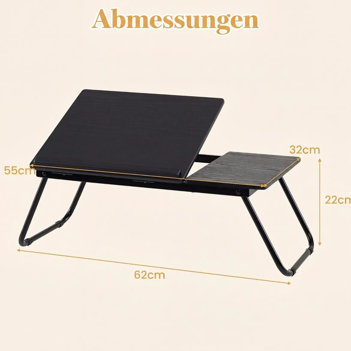 Tragbarer Laptoptisch Klappbarer Computerständer für Sofa & Bett Multifunktionaler Laptoptisch Schwarz