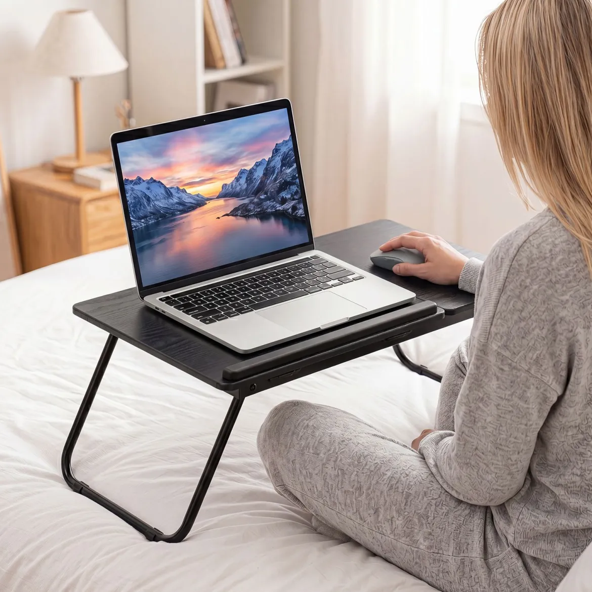 Tragbarer Laptoptisch Klappbarer Computerständer für Sofa & Bett Multifunktionaler Laptoptisch Schwarz