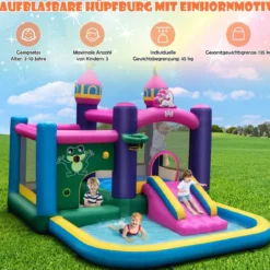 Tragbarer Rutschen-Hüpfburg Wasserrutsche mit 680W Gebläse 327 x 392 x 270 cm Bunt