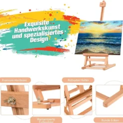 Tragbarer Verstellbarer Tisch-Staffelei Ständer aus Holz für Malerei Höhe von 74,5 cm bis 97 cm