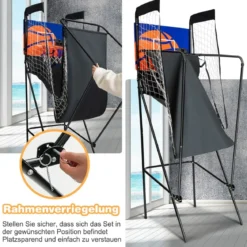 Tragbares Arcade-Basketballspiel Basketballautomat für Kinder 208 x 62 x 207 cm Schwarz
