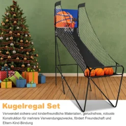 Tragbares Arcade-Basketballspiel Basketballautomat für Kinder 208 x 62 x 207 cm Schwarz