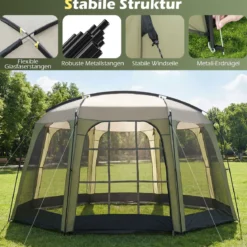 Tragbares Campingzelt Faltbares Netzzelt für 6-8 Personen mit Netzwand Sonnenschutz & Tragetasche