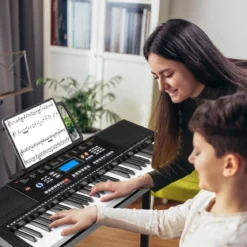 Tragbares elektronisches Keyboard mit 61 Tasten & Ständer & Hocker & Mikrofon Digitalpiano